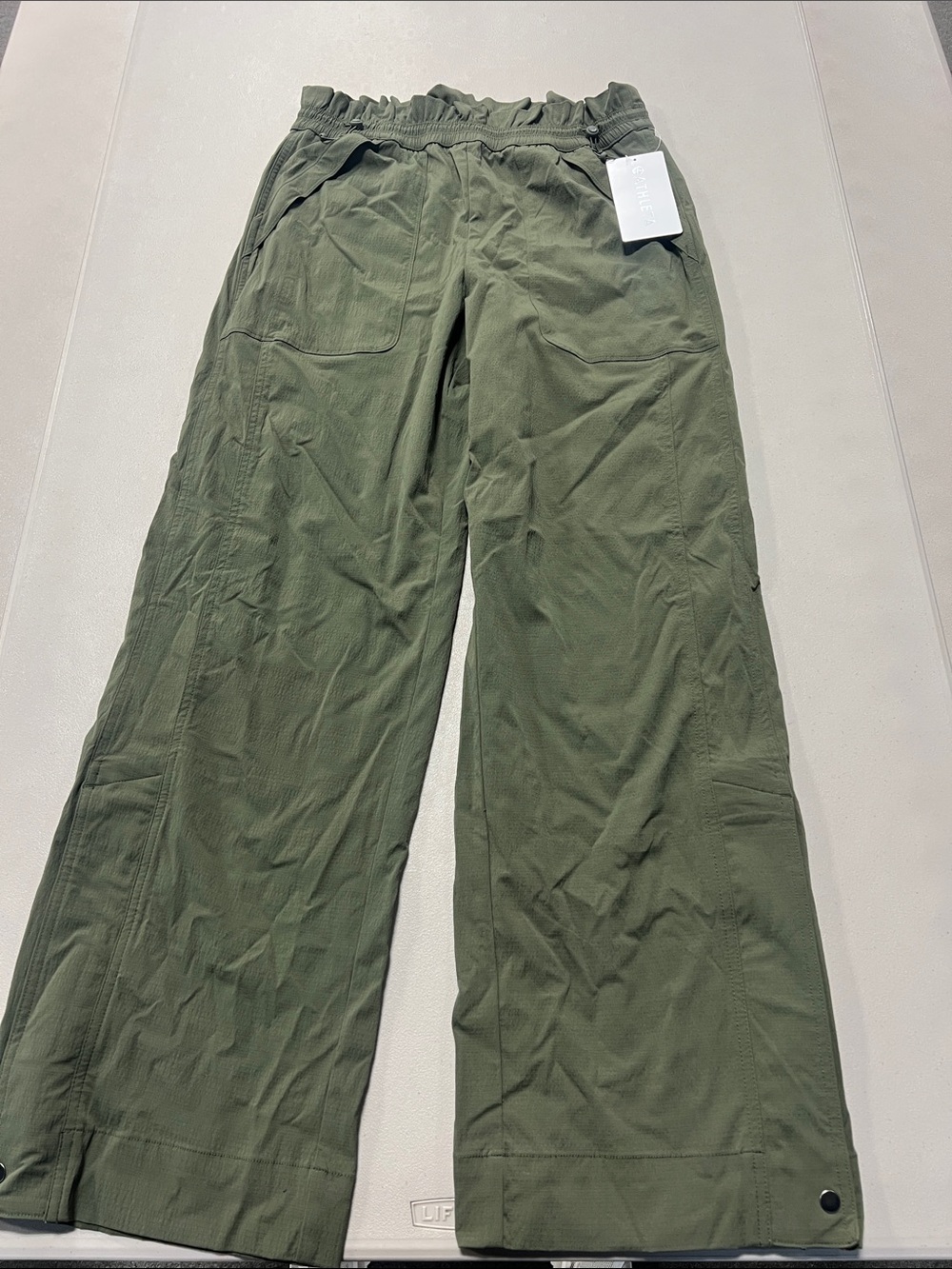 Athleta Olive Green Wide-Leg Utility Pants